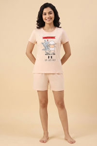 Zivame Farm Lore Knit Cotton Short Set - Silver Peony — thumbnail 2